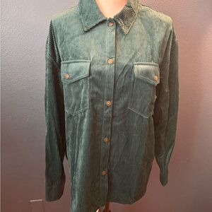 Workshop Republic Clothing Teal Corduroy Button Shirt Jacket